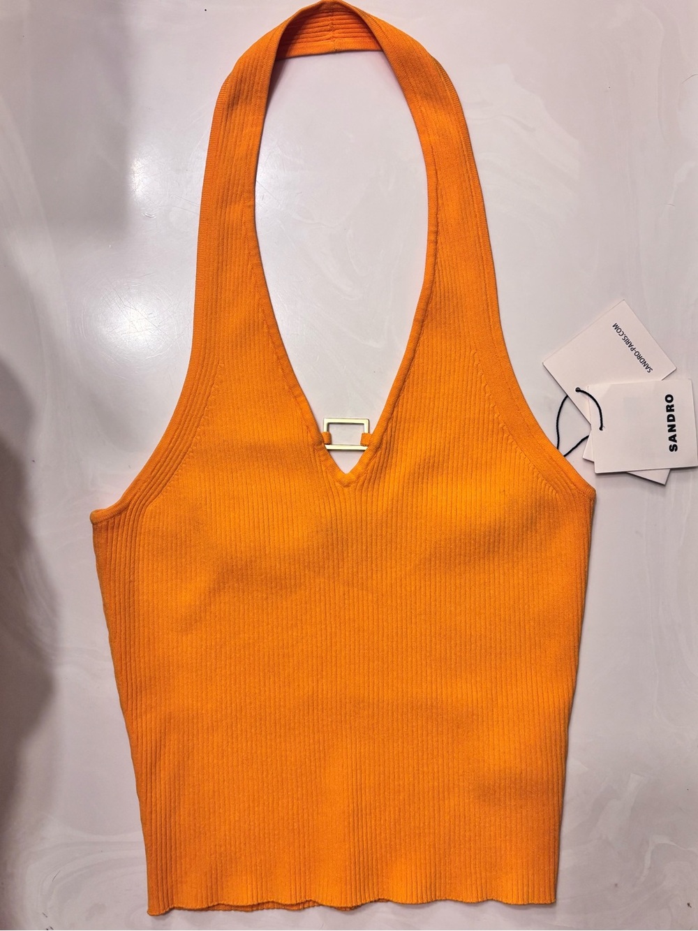 NWT- SANDRO Donatien Halter Neck Top in orange